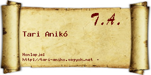 Tari Anikó névjegykártya